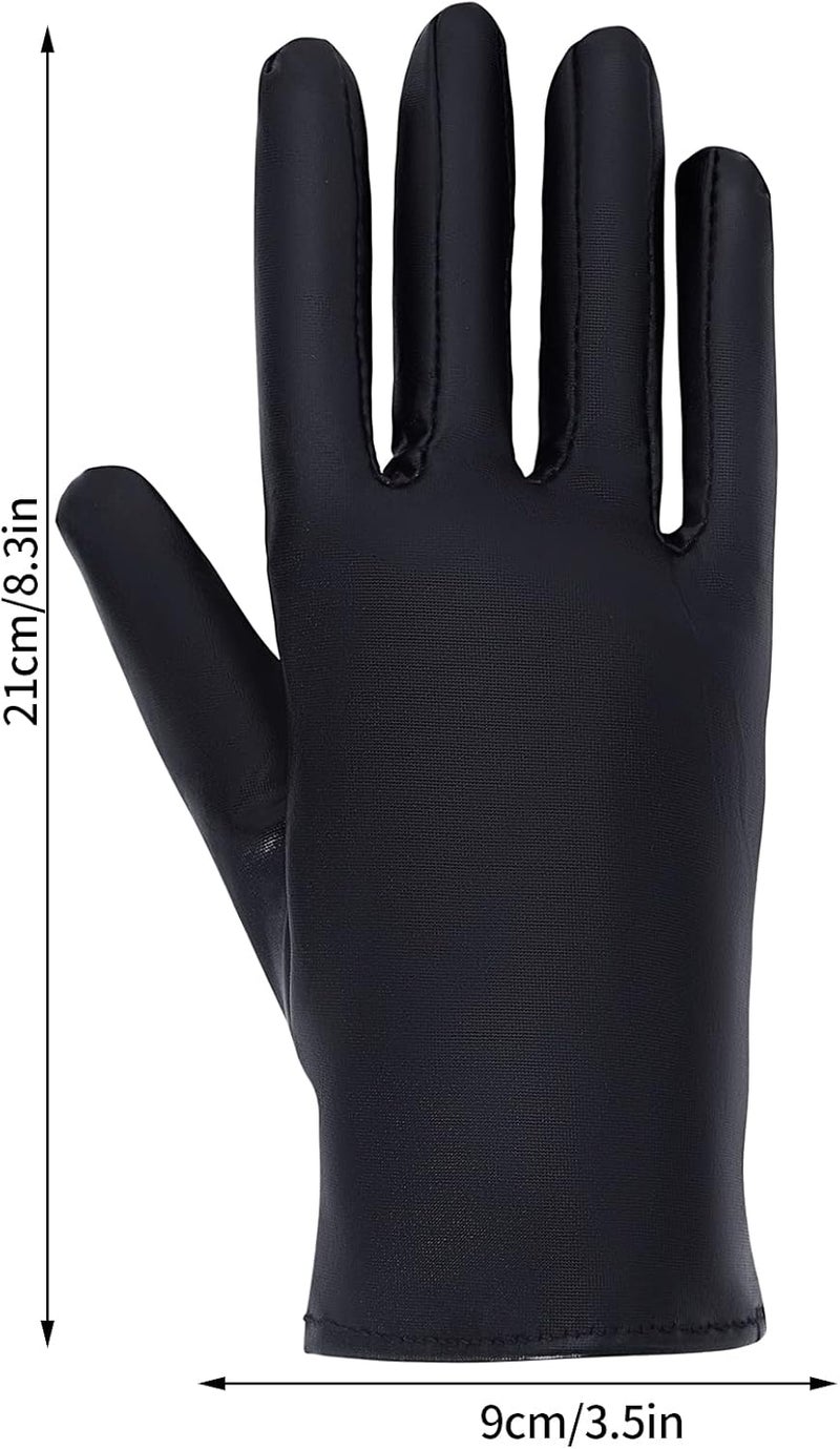 Rbenxia 1 Pair of Shiny Metallic Spandex Gloves Faux Leather Cropped Gloves for Halloween Cosplay Costume Party Favors - Image 2